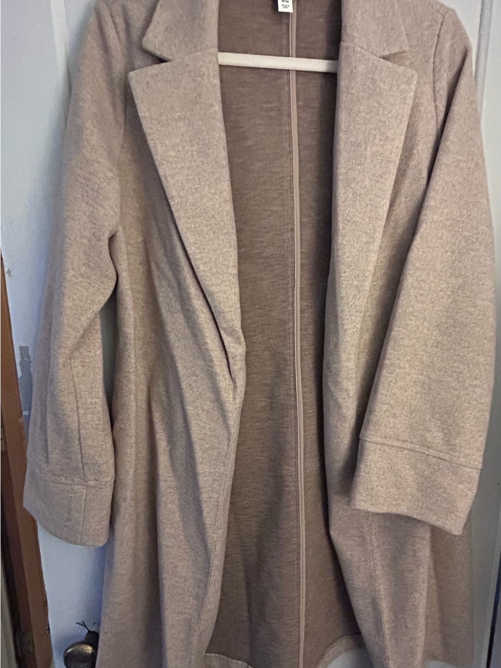 Joie Taupe Open-Front Long Knit Cardigan Coat M